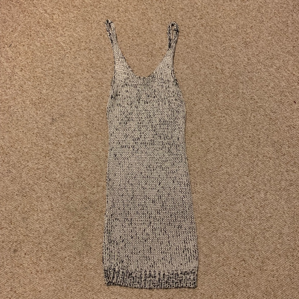 White/Silver Sweater Slip Dress | size 2
